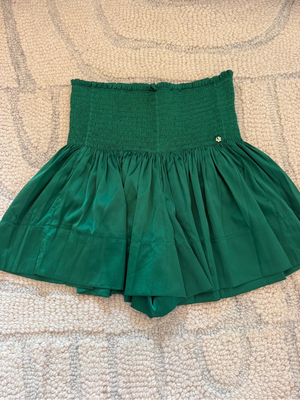 NATURAL LIFE Emerald Green Smocked Mini Skirt